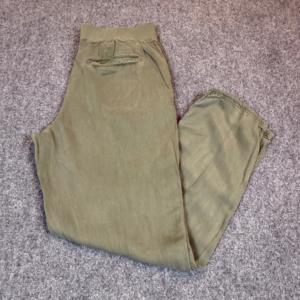 Faherty Arlie Day Pants Olive Green Tencel Linen Blend Joggers Mens Size M